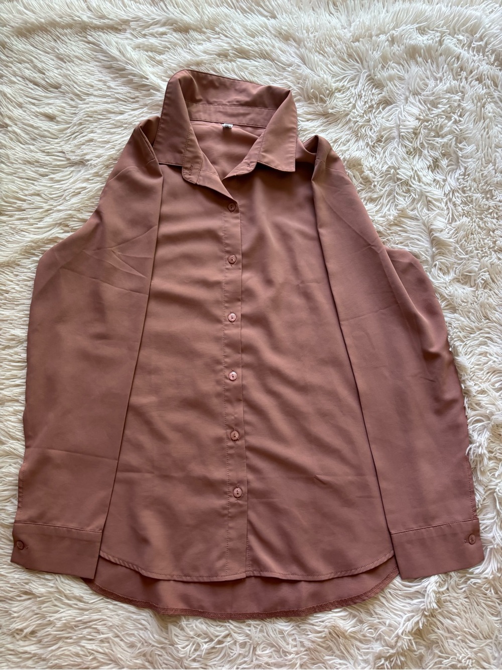 Classic Button-Front Women's Top in Dusty Rose